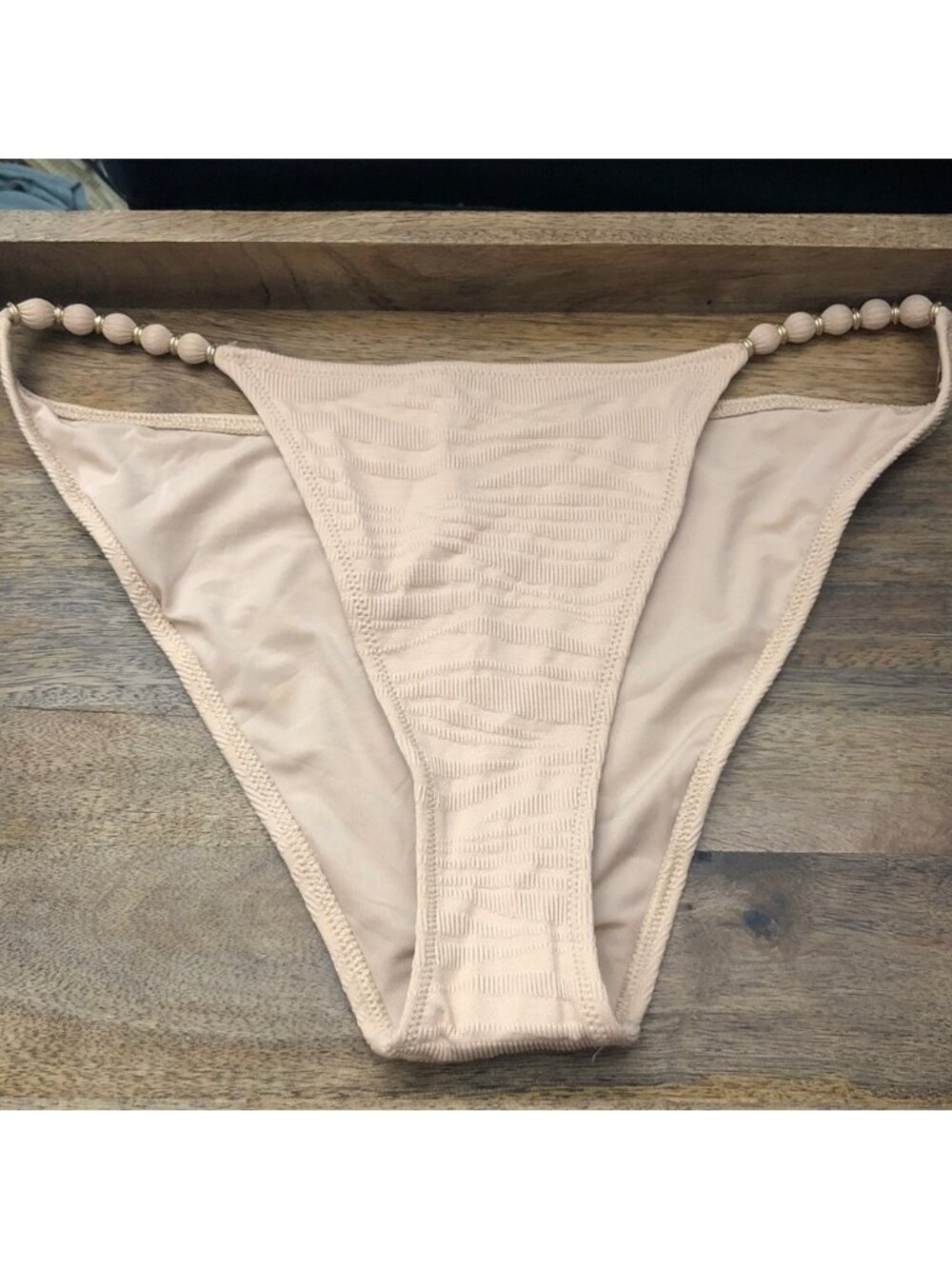 aerie Beige Beaded-Side Womens Bikini Bottoms